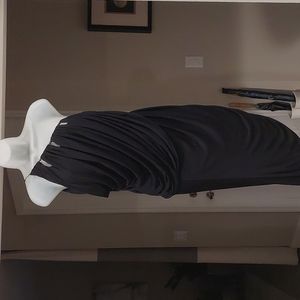 HALSTON Heritage black asymmetrical cold shoulder dress size M